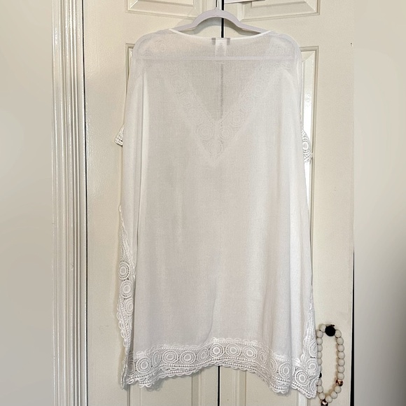 La Blanca Island Fare Cotton Crochet Lace Trim Tunic Swim Coverup - 2X - Picture 6 of 10